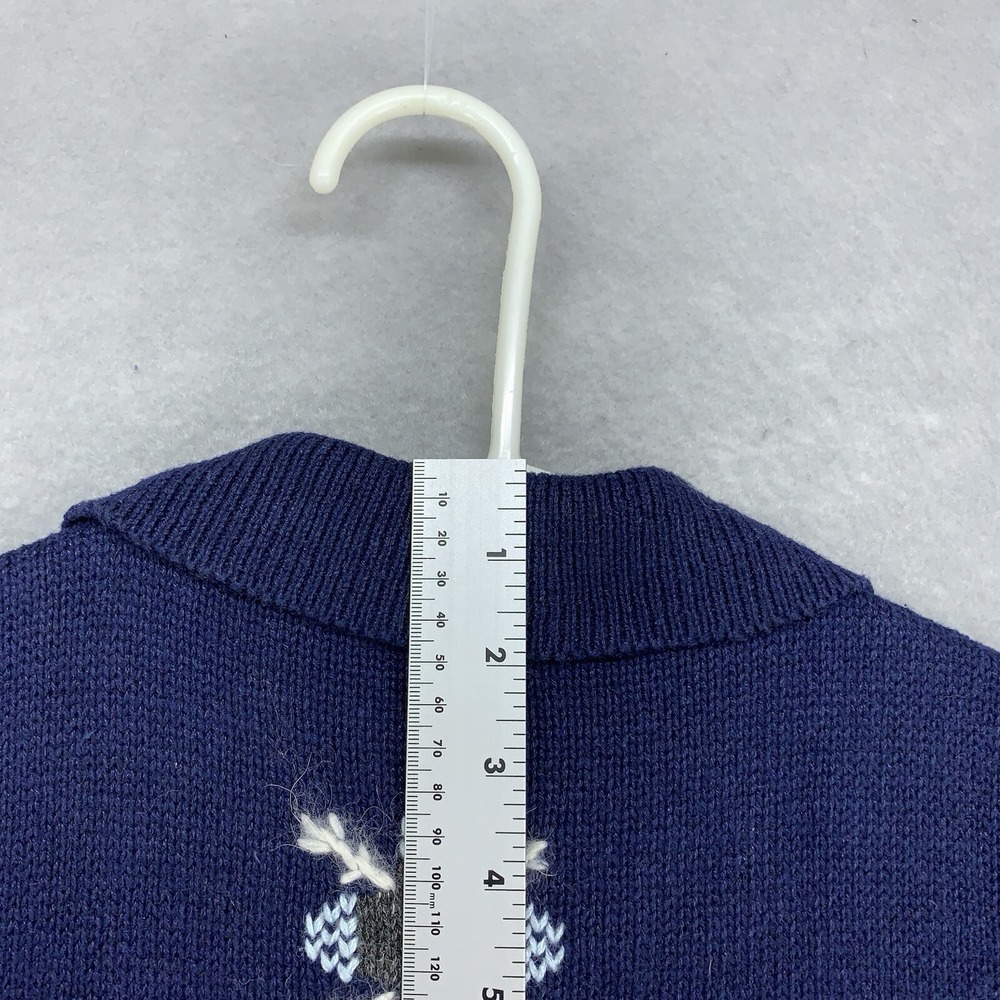 VTG Northcrest Sweater Cardigan Vest Women's Large 14-16 Blue Knit Winter Scene - Picture 9 of 12